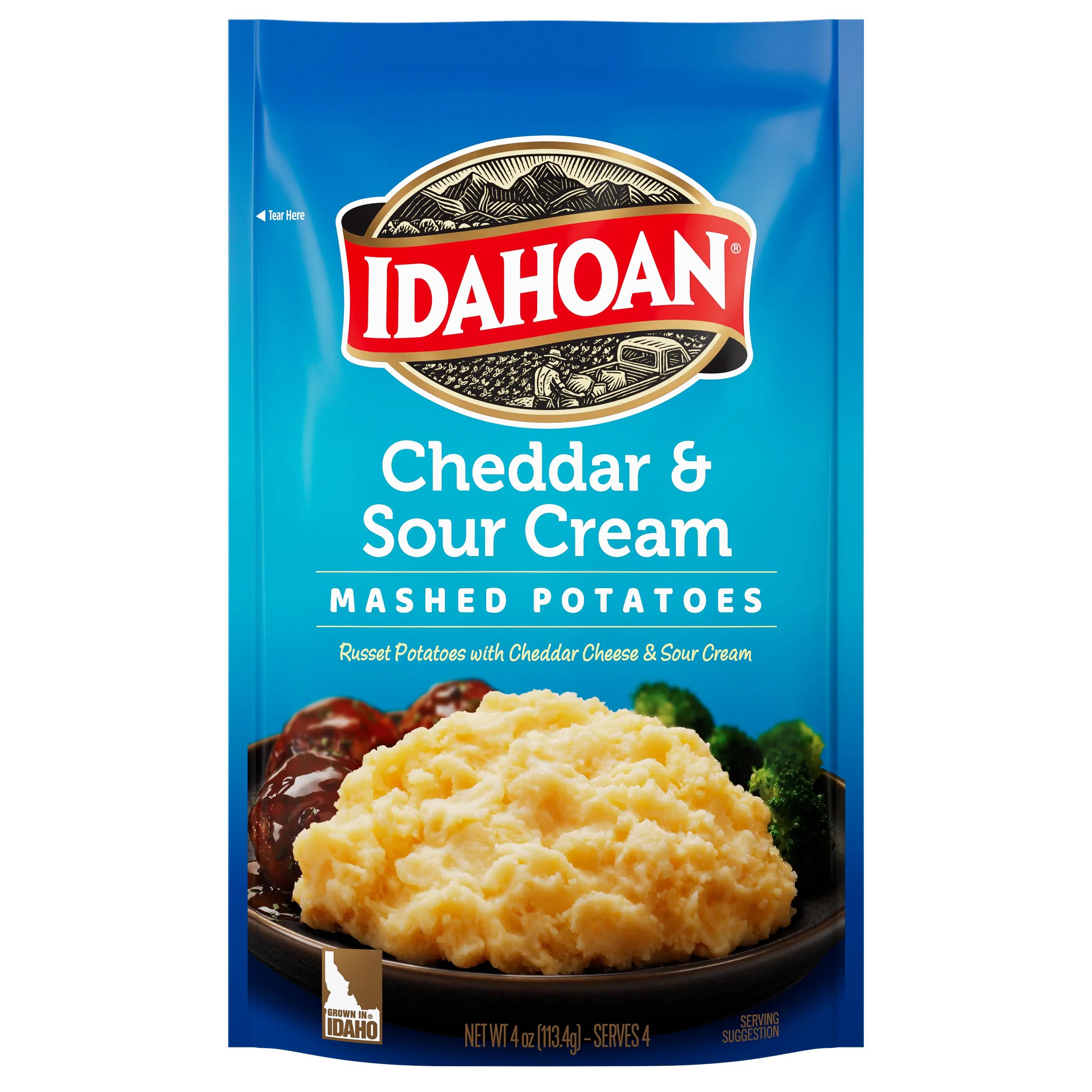 Idahoan Cheddar & Sour Cream Mashed Potatoes, 4 oz, Pack of 12
