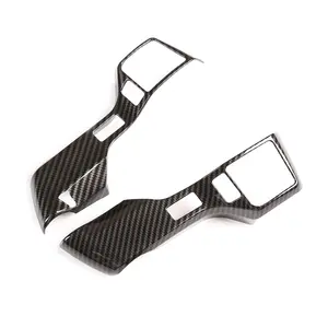 2-piece Set Steering Wheel Button Frame ABS Carbon Fiber Texture Sports Red High-end Version for 2016-2020 Toyota Tacoma Tundra Vehicle Decals