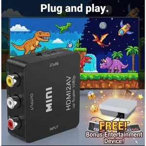 2026 HDMI to AV Converter – Plug & Play| Includes Bonus ItemHDMI Cable + HDMI to AV Converter Bundle| Universal TV Connection Kit: HDMI-to-AV Adapter & Pro Cable Bundle - [Surprise Gift] Includes Classic 8-Bit Entertainment System with 821/620 Games