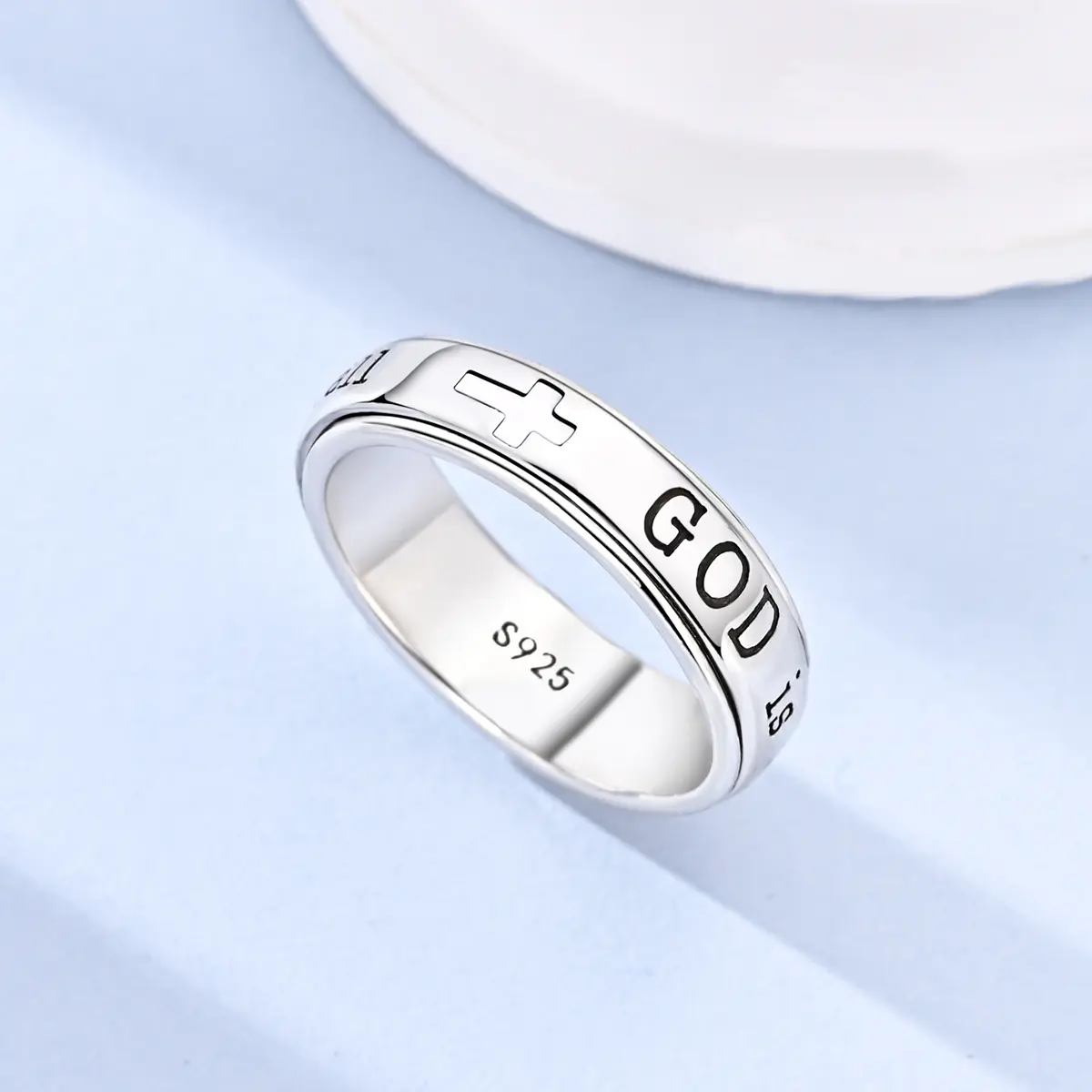 Christian Silver Spinner Ring