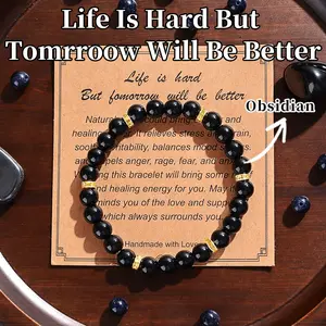 Tomorrow will be better inspirational bracelet, natural crystal bracelet to bring good luck tomorrow natural gem beaded bracelet can be retracted round gem bracelet jewelry gifts blue bracelet pulsera  amatista