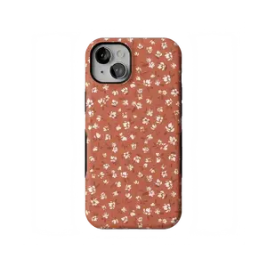Casely iPhone 15 Plus Case | Mocha Meadow | Tiny Flowers | Bold Protective Design | Compatible with MagSafe