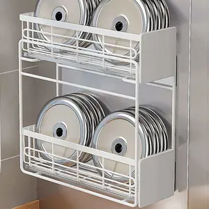 Magnetic Spice Rack for Refrigerator, 2-Tier Kitchen Storage Organizer, No Drill Fridge Side Shelf for Spices, Condiments and Snacks