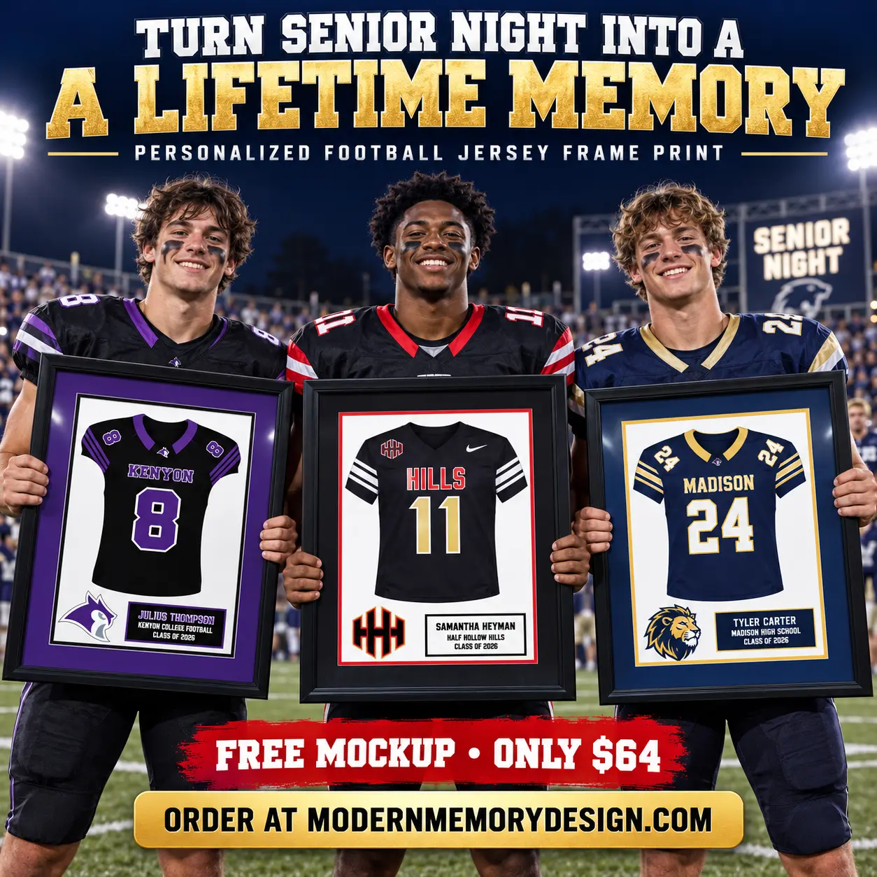 Senior Night Football Jersey Frame – Custom Athlete Gift