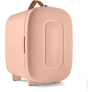 Mini Fridge for Bedroom, 4 Liter/6 Cans Skincare Small Refrigerator, AC/DC Portable Mini Cooler & Warmer, Small Fridge for Camping, Dorm, Office,  (Pink)