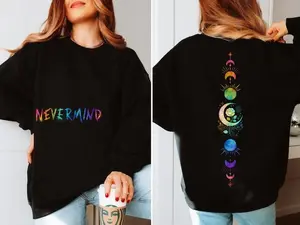 Nevermind 2-Side Sweatshirt, Jimin Bangtan Nevermind Tattoo Sweater, Rainbow Nevermind Gift, LGBT Shirt, Unisex Trendy Casual Style, Gift For Army, Moon Phase Sweater, Gift for Bestie,