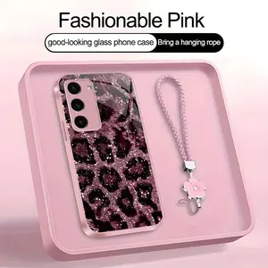 Suitable for [Galaxy S23 5g] high-end women's phone case，a beautiful four-leaf clover lanyard is included🥰,simple yet sophisticated leopard print design, affordable price, available in multiple colors YM99