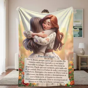 Warm Hug Flannel Throw - Art Print, Cuddly, Decorative Design, Floral Accent Style with Inspirational Faith Quote, Soft Cozy Lightweight for Bedroom, Thoughtful Friendship Gift, Art Print Blankets, Cuddly Blankets
