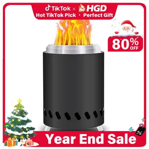 HGD Smokeless Fire Pit with Removable Ash Pan - Portable Outdoor Fire Pit - Stainless Steel - Wood Burning Lightweight Fireplace
