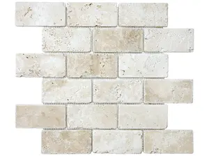 2 X 4 In Brick Ivory Tumbled Travertine Mosaic
