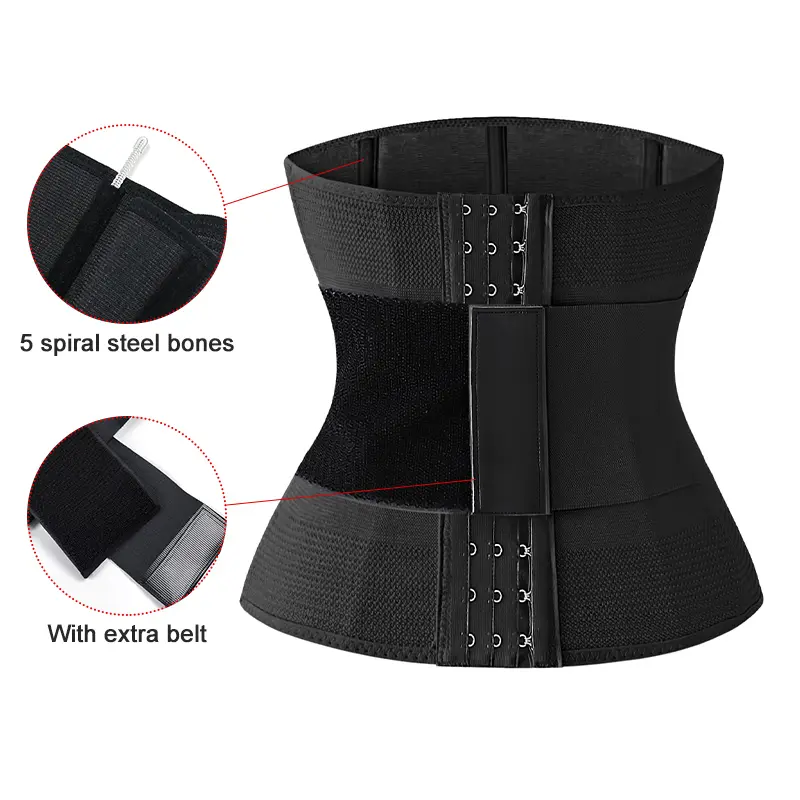 Women's High-Waist Tummy Control Belt - Black Adjustable Fitness Waist Trainer with Hook & Loop Closure, Slimming Body Shaper for Workouts and Posture Support, Tummy Control Shapewear
