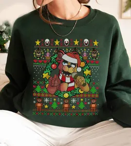 Fazbear Fnaf Video Game Christmas Ugly Sweater, Freddy Fazbear Bonnie Chica Foxy Shirt, Five Nights At Freddy, FNAF Christmas Shirt