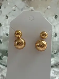 Gold Ball Stud Earring Set - 12mm & 8mm