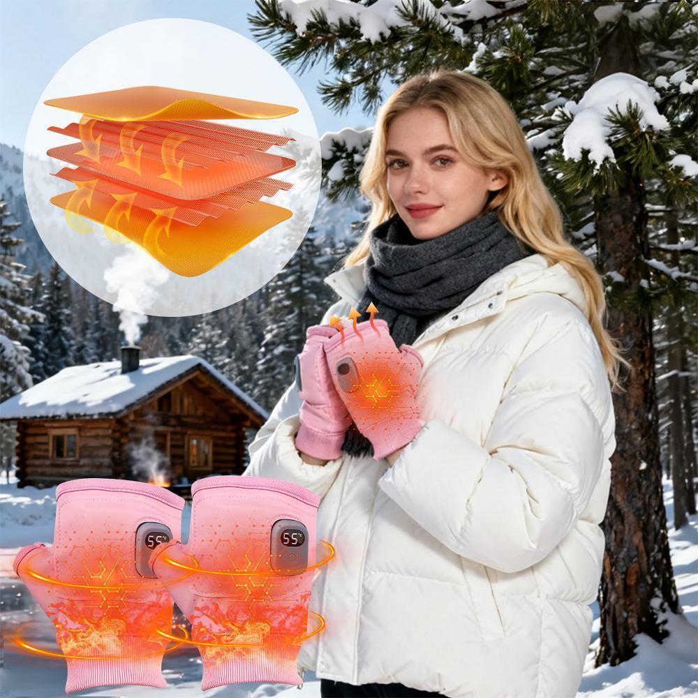 Heated Gloves Fingerless for Women Man Rechargeable Electric Touchscreen Wearable Cold Winter Work Arthritis Pain Relief Hand Warmers Hot Compress Reusable