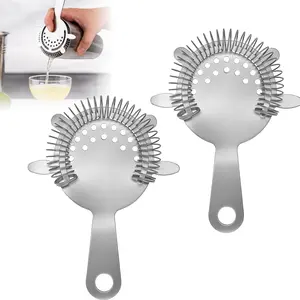 2 Piece Stainless Steel Cocktail Strainer, High Density Spring Bar Drink Filter, Bartender Tool for Smooth Pouring, Boston Shaker & Mixing Cup