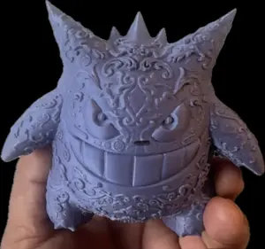 Purple Little Monster - 3D Printed Gengar with Victorian Baroque Details, 4 Inches Tall, High-End Collectible for Pokémon Enthusiasts
