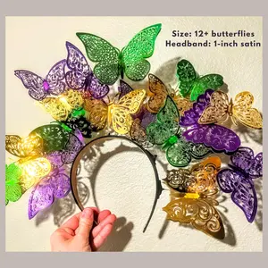 Mardi Gras Butterfly Headband - New Orleans Carnival Crown - Fat Tuesday Krewe Headband