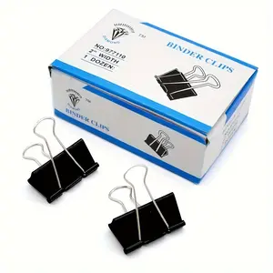 12pcs/box, Large Binder Clips, Big Paper Clamps Clips For Office Supplies, Clip For Papers, 1.6Inch/41mm Width, Black