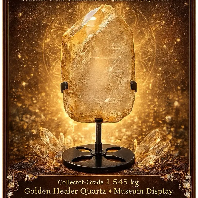 Lela’s GemStoneZ Large Size Golden Healer Quartz Display Point - Luxury Collector-Grade,, 1-of-1 Museum Statement Item, Room, House Decor crystals Healing Crystal shop store high end