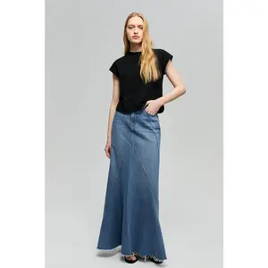 Hey Joanie Ocean Wave Denim Skirt