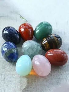 Natural Stone Healing Egg Shaped Ornament, Natural Agate Colorful Stone Decoration, Desktop Decoration, Meditation Gift, Home Decor