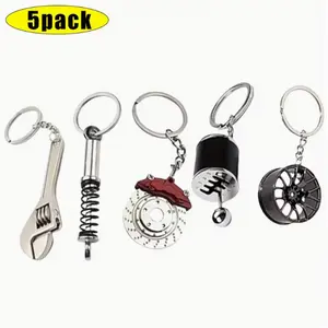 5 pack Creative Gear Key Chain, Car Modification Key Chain, Gearbox Keychain, Gear Head Pendant, Cool Car Gear Shifter Keychain Car Key Accessories