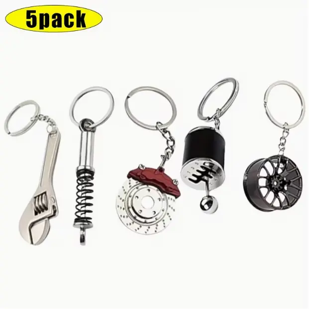 5 pack Creative Gear Key Chain, Car Modification Key Chain, Gearbox Keychain, Gear Head Pendant, Cool Car Gear Shifter Keychain Car Key Accessories summerwins