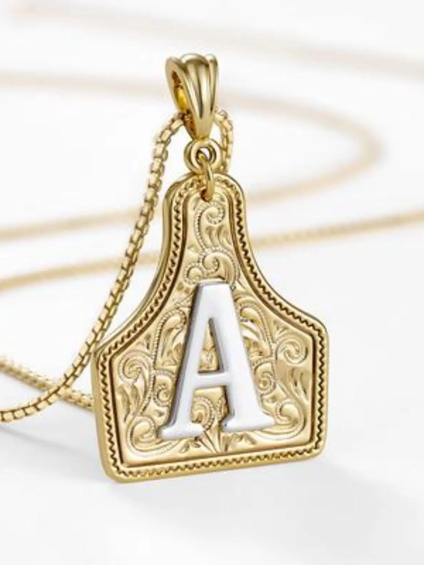 Western Jewelry Handmade Bull Brand Letter Costume Jewelry Necklace, Dual Color Gold Silver Pendant, Adjustable 20 Inch Chain, Unisex Gift