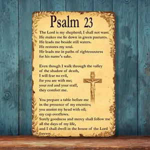 Psalm 23 The Lord is My Shepherd Vintage Metal Sign - 8x12 Inch Retro Tin Wall Decor for Christian Home, Office, Church - Religious Gift for Faith & Comfort