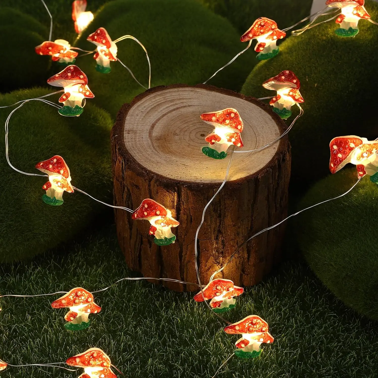 Cute Mushroom Shaped LED String Light, Atmosphere String Light, Battery Required Decorative Hanging Light For Home Party Wedding, Novelty Lighting, LED Decoration (Without Battery)