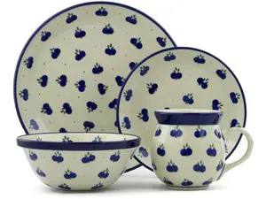 Polish Pottery 4-Piece Place Setting Wild Blueberry