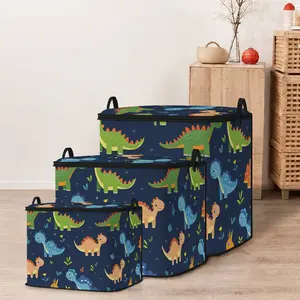 Dinosaur Print Blanket Storage Bag, Cute and Practical Kids Bedding Organizer, Durable Material, Easy Carry Handle, Home Use, Zipper Bag, Bedding Storage Bags