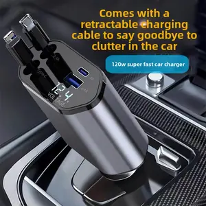 6A Car Charger 120W Super Fast Charging Multi-Function Cigarette Lighter Adapter USB Converter PD 4-in-1