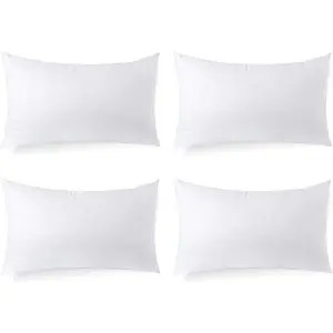 Calibrate Timing Hypoallergenic Lumbar Pillow Inserts 4 Pack, 12 × 20 Inches – Plush Polyester Throw Pillow Fillers for Sofas, Beds, and Office Use