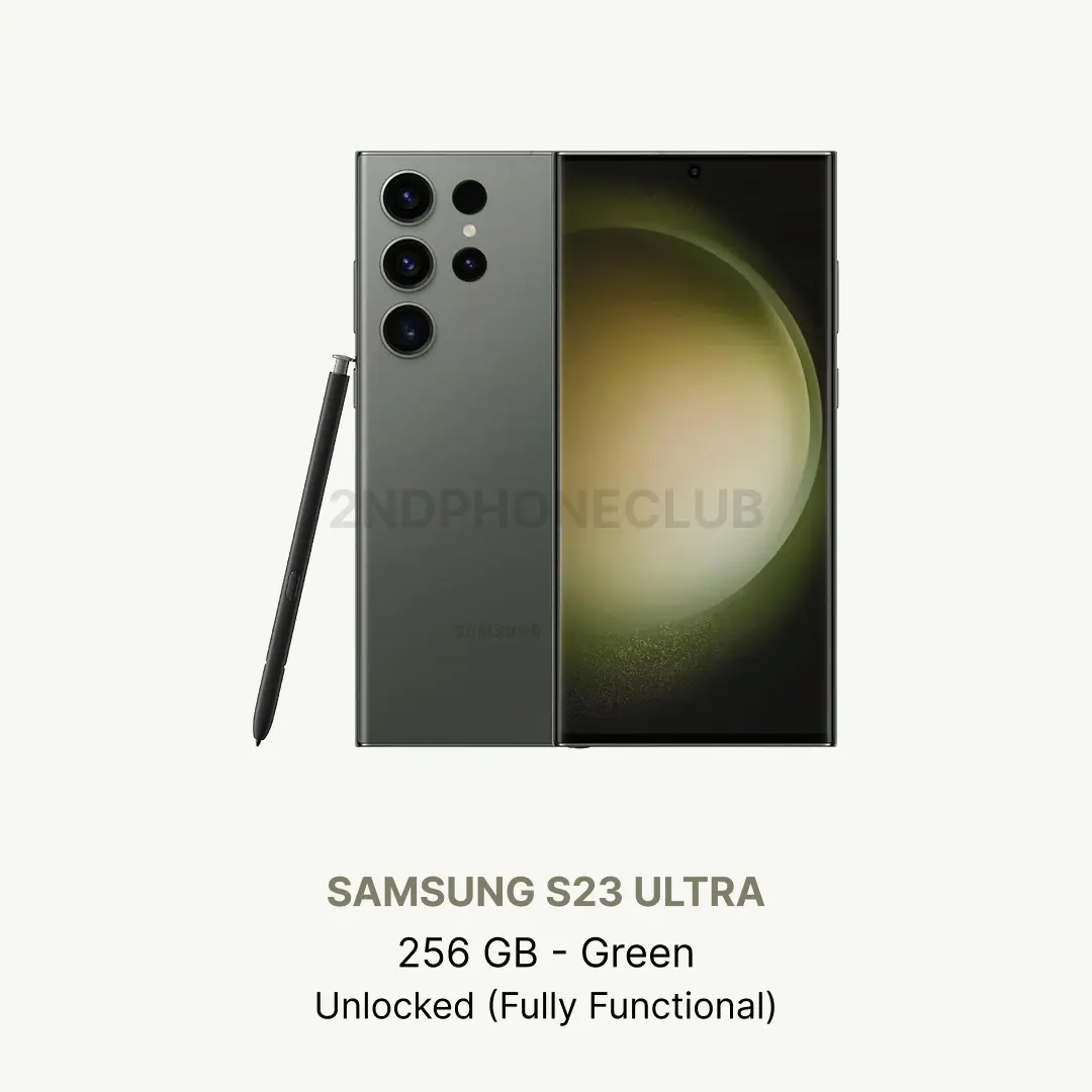 Samsung Galaxy S23 Ultra 5G 256GB Green Refurbished Unlocked Smartphone with Touch Screen & Charging Cable Electronic