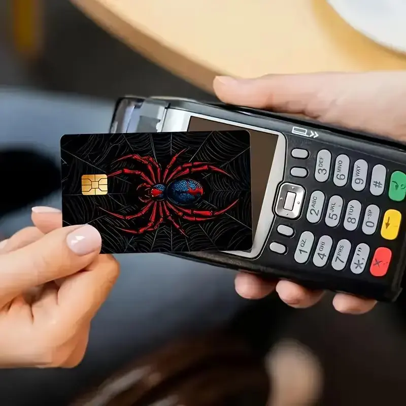 2 PACK Spider Credit Card Skin, Waterproof Debit Card Sticker Cover, Scratch Resistant Vinyl Wallet Wrap, Gothic Spider Art Design