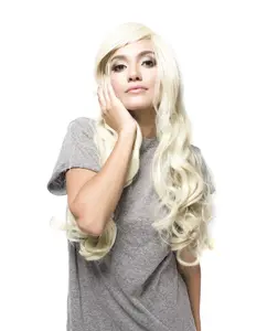 abHair Blonde Wavy Costume Wig, 100cm Length, Capless Construction with Adjustable Perimeter for Women