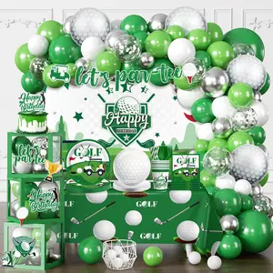 257 Piece Golf Party Decoration Set with Tableware, Balloon Kit, and Let’s Par-Tee Backdrop