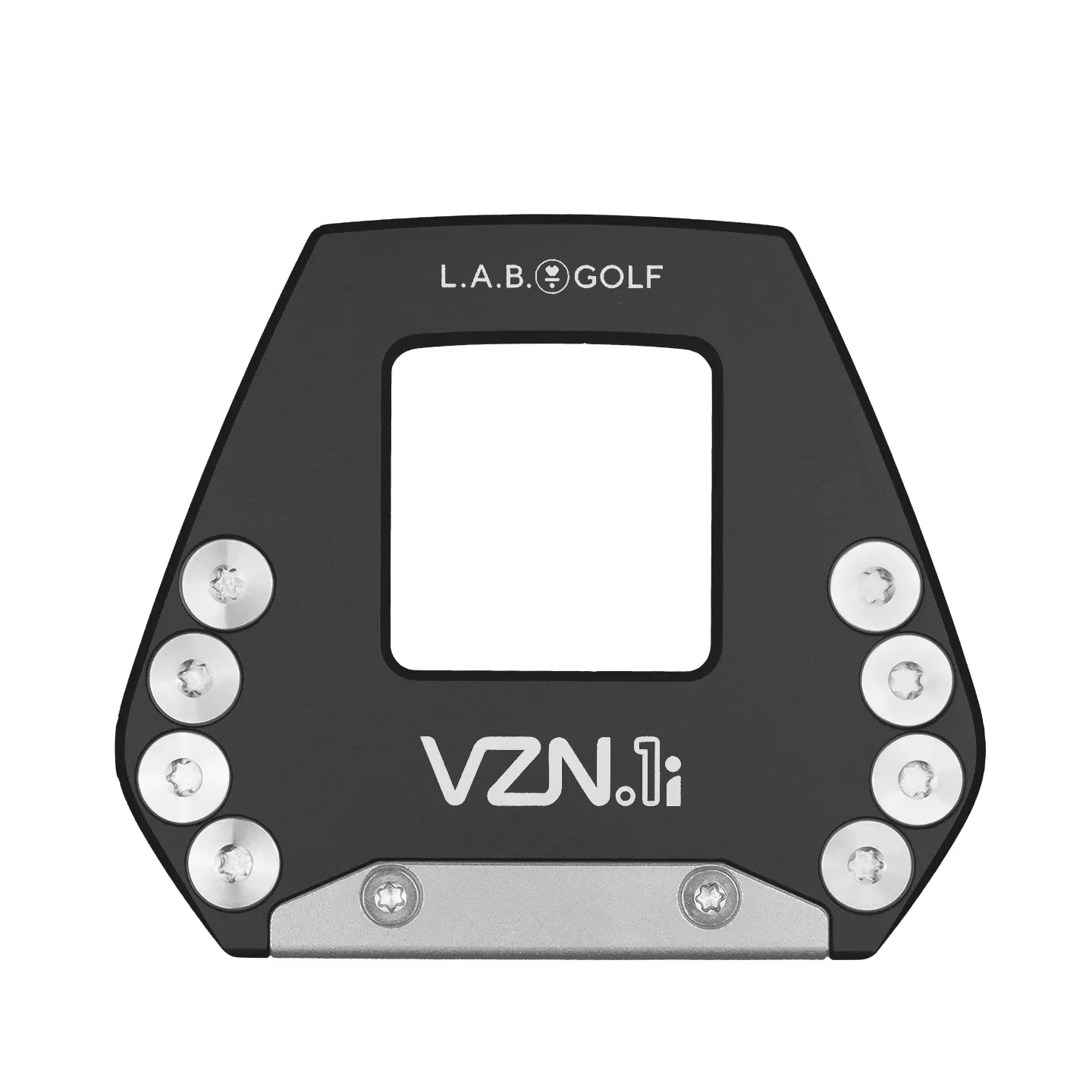 L.A.B. Golf VZN.1i putter is a zero-torque face-balanced golf club featuring triple aiming guides, a 303 stainless steel face insert, and a 6061 aluminum alloy head.