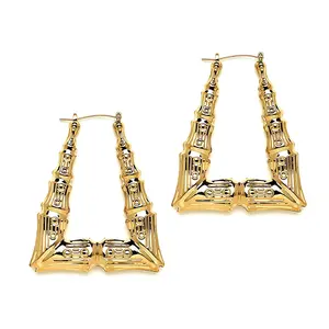 JOY JEWELRY - Gold Triangle Bamboo Earrings