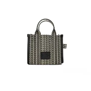 Pre-owned MARC JACOBS Canvas, Textile Crossbody Bags The Monogram Beige Mini Tote Woven Jacquard Canvas Crossbody Women's Handbag