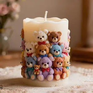 Creative Desktop Atmosphere Handmade Gift Silicone Mold, Teddy Bear Party Shape Scented Candle Resin Liquid Molding Tool, P436 Model