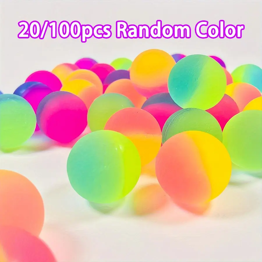 20/100pcs Colorful Vibrant Rainbow Bouncy Balls, Ball Pit Balls, Soft Balls, Bounce Ball- Perfect For Birthday Party Favors And Carnival Prizes