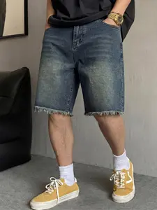 Men's Vintage Washed Loose Straight-Leg Casual Streetwear Versatile Denim Shorts, Non-Elastic Denim Shorts, Essential Men's Shorts for Daily Casual Outfits and Creating a Classic American Casual Look 🔥
