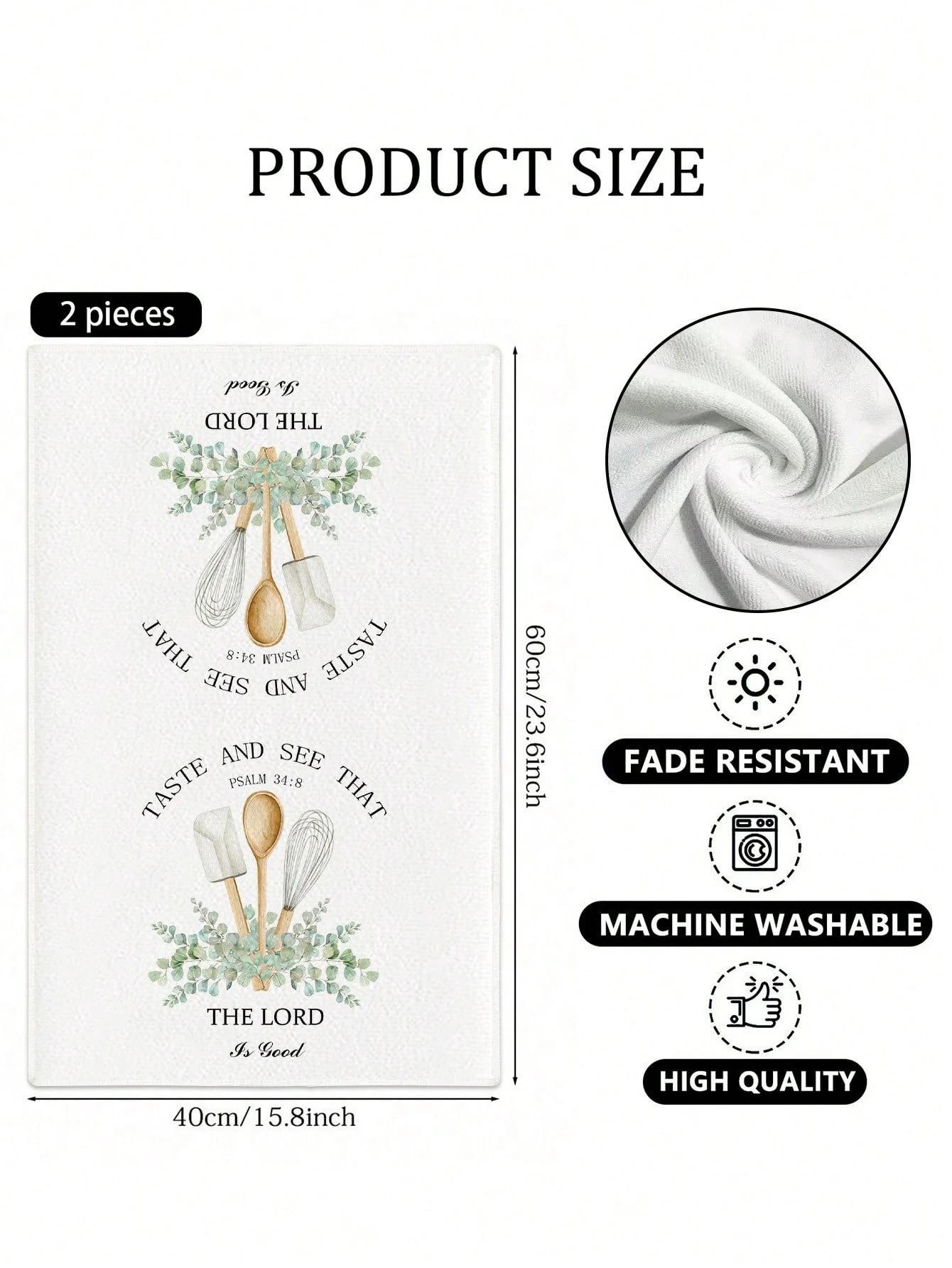 2Pcs Of Kitchen Tools Kitchen Towels New Home Gift Inspirational Absorbent Decorative Kitchen Towels Green Plants Kitchen Rags Decorative Hand Towels