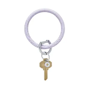 OVENTURE Leather Big O® Key Ring - In The Cabana Croc-Embossed Lavender Soft Keychain with Signature Locking Clasp & Hands-Free Wristlet Strap