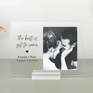 Personalized Engagement Plaque — Custom Photo Acrylic Gift for Couples
