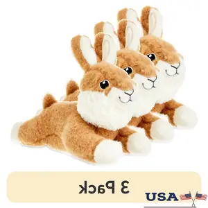 3 Pack 8.25 Inch Certified Squeaky Plush Dog Toy Bunny Durable Polyester Chewable Pet Toy Small Dogs Under 25lbs