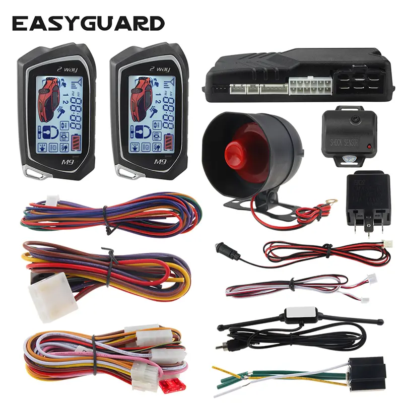 EASYGUARD EC201-M9 DC12V 2 Way Auto System with LCD Pager Display Remote Starter & Vibration Warning Vehicle Car Alarm