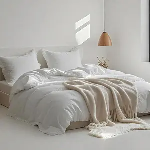 Simple&Opulence 100% Linen Ruffle Duvet Cover Set – Natural French Flax Bedding, Breathable & Soft Comforter Cover with Pillowcase